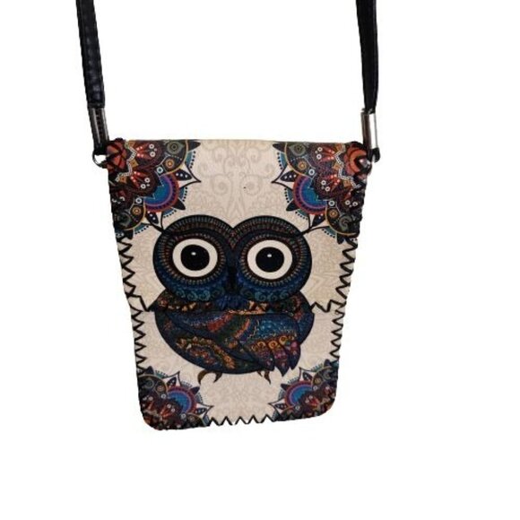 Leather Owl Bohemian Quirky Crossbody Phone Bag - Picture 2 of 8